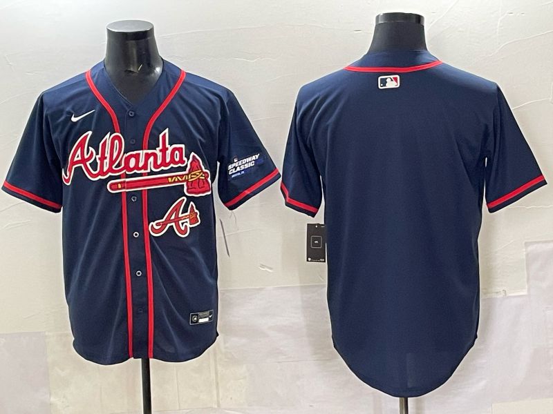 Men Atlanta Braves Blank Drak Blue joint name Nike 2025 MLB Jersey style 05
